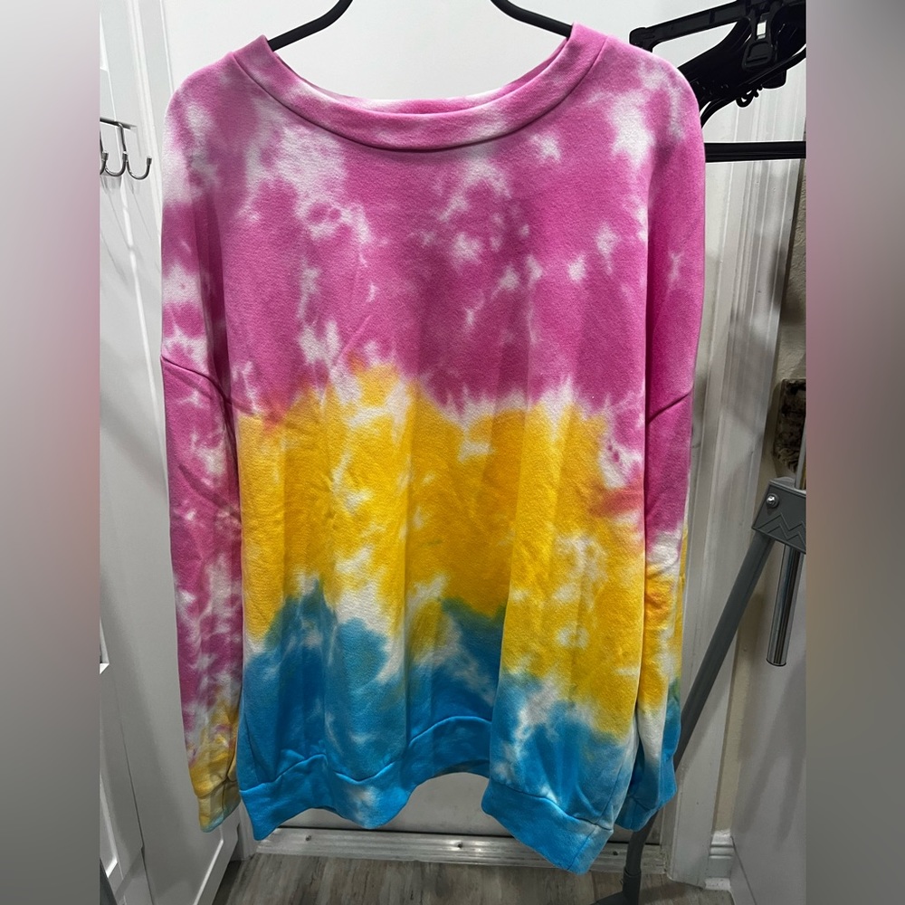 Blue Buttercup dip dye light weight cotton blend sweatshirt